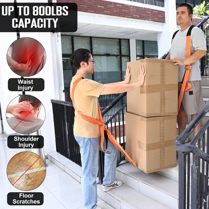 MOZETO Anti-Slip Moving Straps, 2-Person Shoulder Lifting and Moving System Lifting Straps for Moving Furniture, Appliances, Mattresses, Heavy Objects up to 800lbs - Image 2